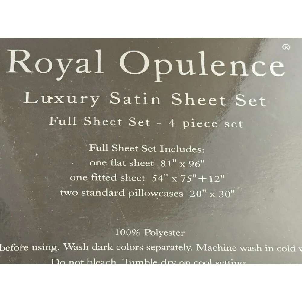Royal Opulence Luxury Satin Full Sheet Set 230 Thread Deep Pocket 17